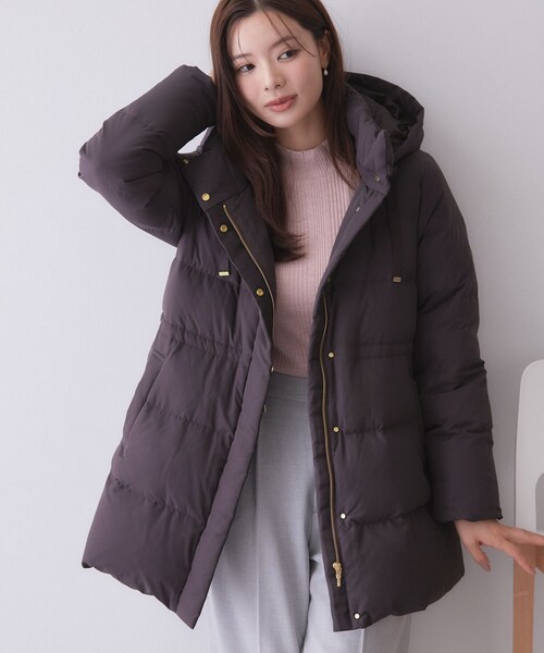 index(インデックス)の「河田ダウン2wayミドルコート【洗濯機OK/静電気防止(裏地)/撥水】(ダウンジャケット/コート・レディース・ネイビー/ブラック/ブラウン系その他/ベージュ系その他7/アイボリー系7・40/38)」の2枚目の写真