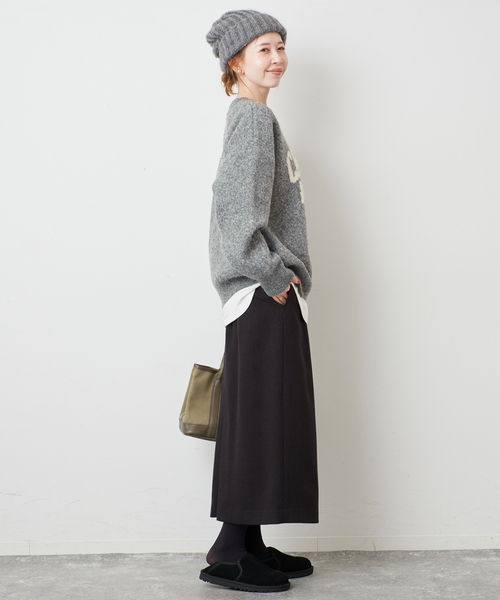 SLOBE IENA(スローブイエナ)の「ジャガードロゴニット(ニット/セーター・レディース・ブルー/ブラウン/チャコールグレー/ホワイト・FREE)」の6枚目の写真