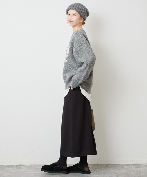 SLOBE IENA(スローブイエナ)の「ジャガードロゴニット(ニット/セーター・レディース・ブルー/ブラウン/チャコールグレー/ホワイト・FREE)」の7枚目の写真