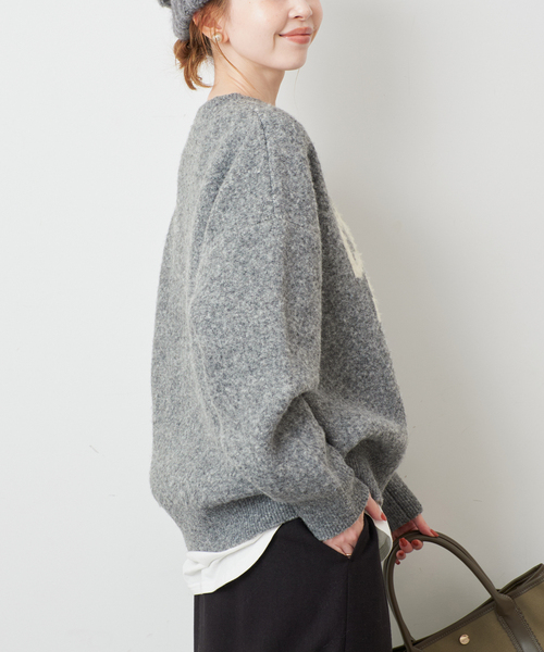 SLOBE IENA(スローブイエナ)の「ジャガードロゴニット(ニット/セーター・レディース・ブルー/ブラウン/チャコールグレー/ホワイト・FREE)」の11枚目の写真