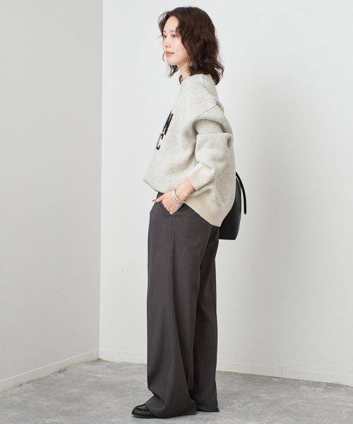 SLOBE IENA(スローブイエナ)の「ジャガードロゴニット(ニット/セーター・レディース・ブルー/ブラウン/チャコールグレー/ホワイト・FREE)」の14枚目の写真