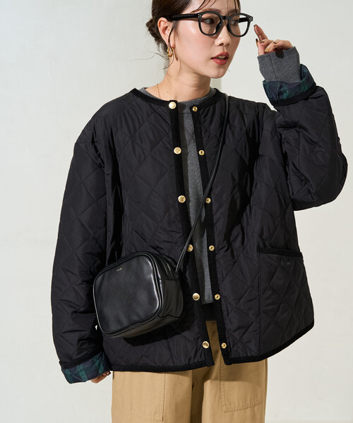 FREAK'S STORE(フリークスストア)の「限定展開 キルティング ノーカラー ジャケット(ノーカラージャケット・レディース・ブラック/オリーブ/ベージュ・フリ-)」の13枚目の写真
