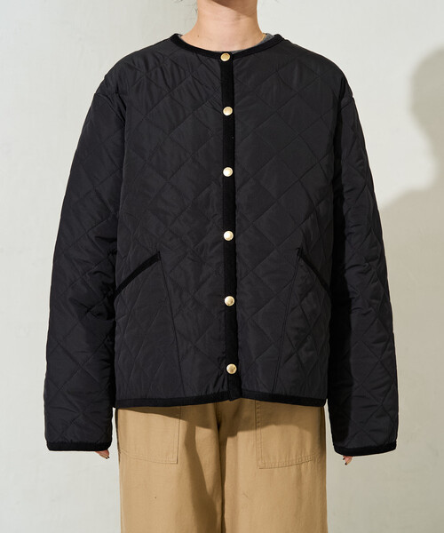FREAK'S STORE(フリークスストア)の「限定展開 キルティング ノーカラー ジャケット(ノーカラージャケット・レディース・ブラック/オリーブ/ベージュ・フリ-)」の20枚目の写真
