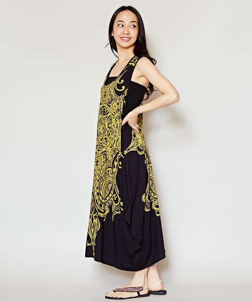 チャイハネ（チャイハネ）の「【チャイハネ】yul トライバルプリント変形ノースリーブワンピース（ワンピース・レディース・ブラック/ホワイト/ブルー/オレンジ/ライム/ターコイズブルー/パープル/オフホワイト・FREE）」の19枚目の写真