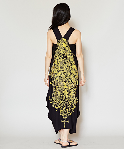 チャイハネ（チャイハネ）の「【チャイハネ】yul トライバルプリント変形ノースリーブワンピース（ワンピース・レディース・ブラック/ホワイト/ブルー/オレンジ/ライム/ターコイズブルー/パープル/オフホワイト・FREE）」の21枚目の写真