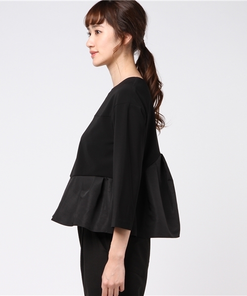 Sono（ソーノ）の「【SONO】素材切替ブラウス【セットアップ対応】（シャツ/ブラウス・レディース・ブラック/キャメル・M(2)）」の4枚目の写真