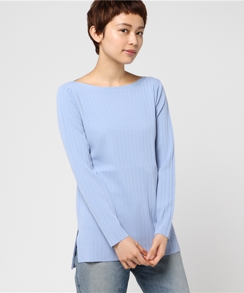 22 OCTOBRE（ヴァンドゥ－オクトーブル）の「ファインワイドリブニット（ニット/セーター・レディース・ホワイト/ピンク/ネイビー/ブルー・2/4）」の12枚目の写真