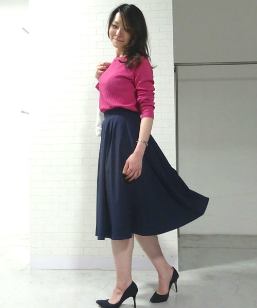 22 OCTOBRE（ヴァンドゥ－オクトーブル）の「ファインワイドリブニット（ニット/セーター・レディース・ホワイト/ピンク/ネイビー/ブルー・2/4）」の15枚目の写真