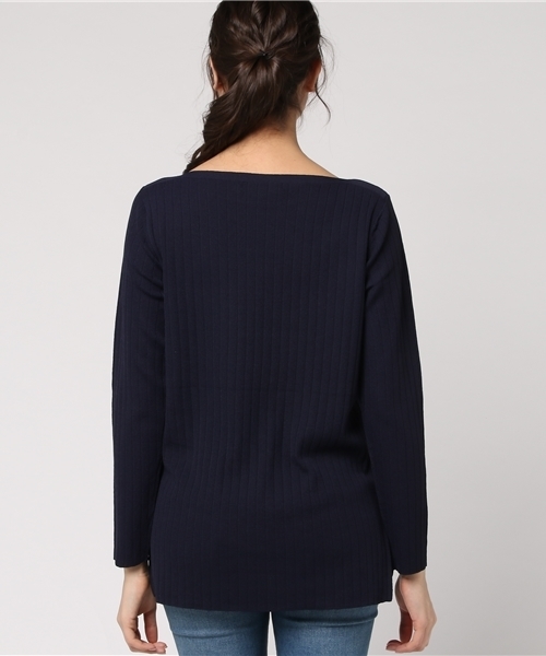 22 OCTOBRE（ヴァンドゥ－オクトーブル）の「ファインワイドリブニット（ニット/セーター・レディース・ホワイト/ピンク/ネイビー/ブルー・2/4）」の7枚目の写真