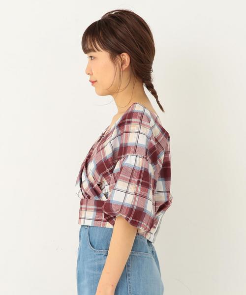 Another Edition（アナザーエディション）の「チェックプリントカシュクール ◆（シャツ/ブラウス・レディース・ワインレッド/ネイビー・FREE）」の14枚目の写真