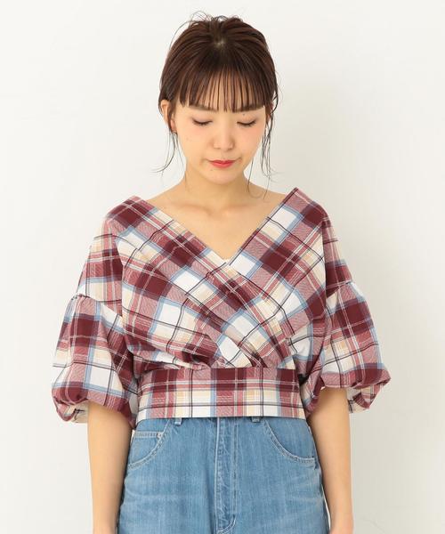 Another Edition（アナザーエディション）の「チェックプリントカシュクール ◆（シャツ/ブラウス・レディース・ワインレッド/ネイビー・FREE）」の15枚目の写真