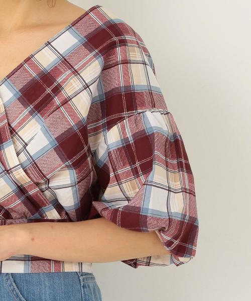 Another Edition（アナザーエディション）の「チェックプリントカシュクール ◆（シャツ/ブラウス・レディース・ワインレッド/ネイビー・FREE）」の18枚目の写真