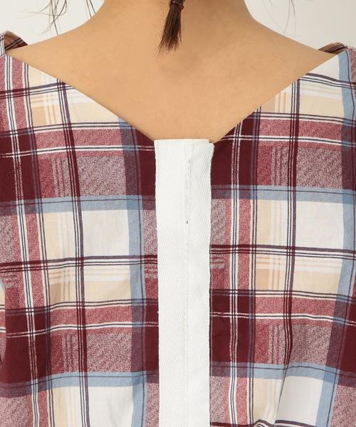 Another Edition（アナザーエディション）の「チェックプリントカシュクール ◆（シャツ/ブラウス・レディース・ワインレッド/ネイビー・FREE）」の8枚目の写真