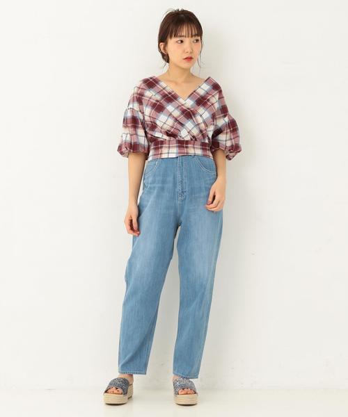 Another Edition（アナザーエディション）の「チェックプリントカシュクール ◆（シャツ/ブラウス・レディース・ワインレッド/ネイビー・FREE）」の10枚目の写真