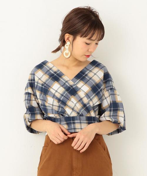 Another Edition（アナザーエディション）の「チェックプリントカシュクール ◆（シャツ/ブラウス・レディース・ワインレッド/ネイビー・FREE）」の12枚目の写真