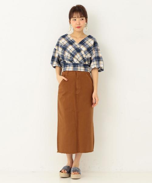 Another Edition（アナザーエディション）の「チェックプリントカシュクール ◆（シャツ/ブラウス・レディース・ワインレッド/ネイビー・FREE）」の3枚目の写真