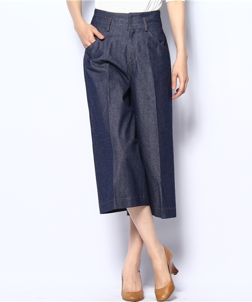 BEAMS LIGHTS Women's(ビームスライツ ウィメンズ)の「BEAMS LIGHTS / デニム ガウチョパンツ(デニムパンツ・レディース・ブラック/インディゴブルー・36/38/40)」の2枚目の写真
