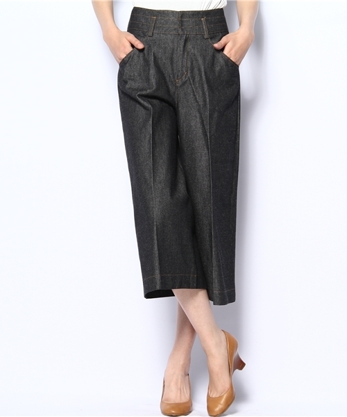 BEAMS LIGHTS Women's(ビームスライツ ウィメンズ)の「BEAMS LIGHTS / デニム ガウチョパンツ(デニムパンツ・レディース・ブラック/インディゴブルー・36/38/40)」の1枚目の写真