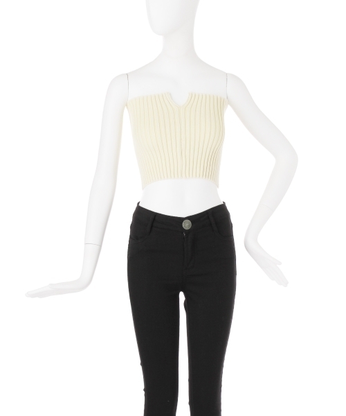 MURUA（ムルーア）の「センタースリットニットベアＴＯＰＳ（その他トップス・レディース・アイボリー/ブラック/マスタード・FREE）」の5枚目の写真