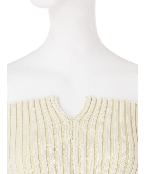 MURUA（ムルーア）の「センタースリットニットベアＴＯＰＳ（その他トップス・レディース・アイボリー/ブラック/マスタード・FREE）」の8枚目の写真