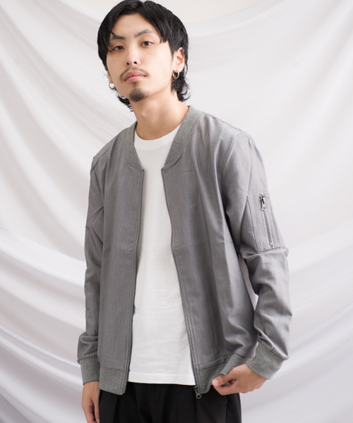 GGD SELECT(ジージーディー セレクト)の「GGD SELECT / TRジャージ ストレッチMA-1 フライトジャケット(MA-1・メンズ・ネイビー/チャコールグレー/ブラック/グレー・M/L/XL)」の3枚目の写真