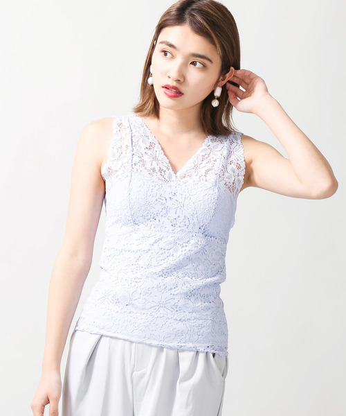 WEGO(ウィゴー)の「WEGO/カップインレースタンクトップ(タンクトップ・レディース・ブラック/ライトグレー/アイボリー/サックスブルー/ライトピンク/ホワイト/マスタード/ピンク/ダークオレンジ・FREE)」の5枚目の写真