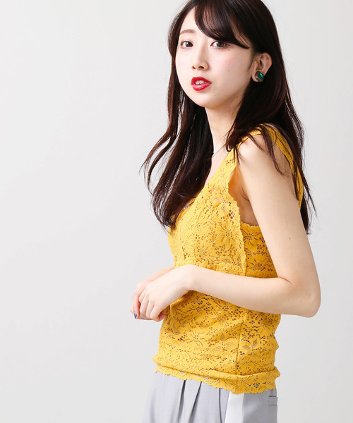 WEGO(ウィゴー)の「WEGO/カップインレースタンクトップ(タンクトップ・レディース・ブラック/ライトグレー/アイボリー/サックスブルー/ライトピンク/ホワイト/マスタード/ピンク/ダークオレンジ・FREE)」の6枚目の写真