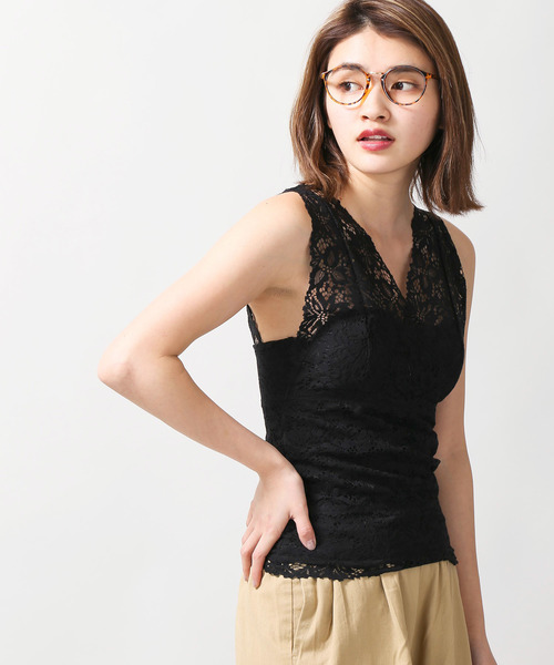 WEGO(ウィゴー)の「WEGO/カップインレースタンクトップ(タンクトップ・レディース・ブラック/ライトグレー/アイボリー/サックスブルー/ライトピンク/ホワイト/マスタード/ピンク/ダークオレンジ・FREE)」の3枚目の写真