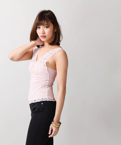 WEGO(ウィゴー)の「WEGO/カップインレースタンクトップ(タンクトップ・レディース・ブラック/ライトグレー/アイボリー/サックスブルー/ライトピンク/ホワイト/マスタード/ピンク/ダークオレンジ・FREE)」の18枚目の写真