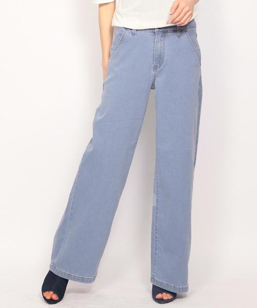 Girly Doll（ガーリードール）の「ストレッチ ワイドデニムパンツ（デニムパンツ・レディース・ライトブルー/ダークネイビー/インディゴブルー/ワンウォッシュ/ブラック/ダークインディゴブルー/ホワイト/ライトインディゴブルー・FREE）」の4枚目の写真