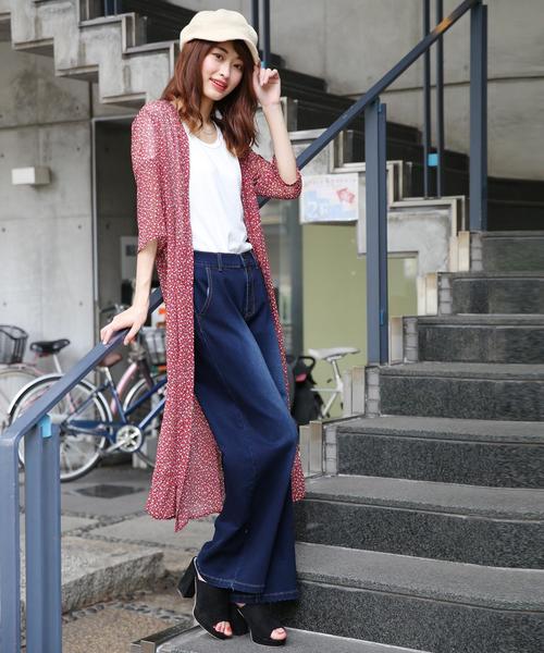 Girly Doll（ガーリードール）の「ストレッチ ワイドデニムパンツ（デニムパンツ・レディース・ライトブルー/ダークネイビー/インディゴブルー/ワンウォッシュ/ブラック/ダークインディゴブルー/ホワイト/ライトインディゴブルー・FREE）」の2枚目の写真