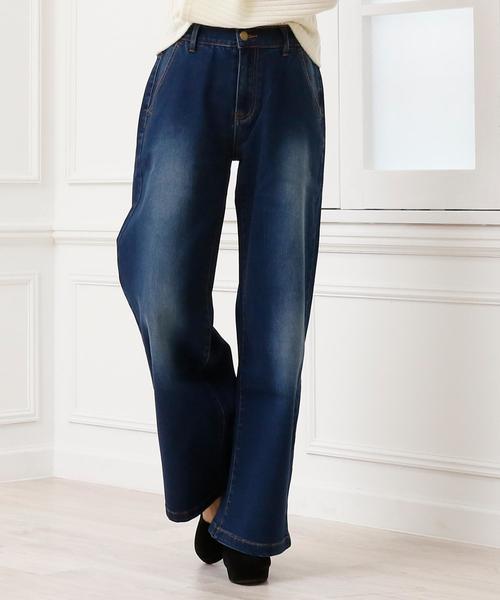 Girly Doll（ガーリードール）の「ストレッチ ワイドデニムパンツ（デニムパンツ・レディース・ライトブルー/ダークネイビー/インディゴブルー/ワンウォッシュ/ブラック/ダークインディゴブルー/ホワイト/ライトインディゴブルー・FREE）」の14枚目の写真