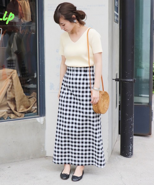 SLOBE IENA（スローブイエナ）の「コットンVネックリブ5分袖ニット◆（ニット/セーター・レディース・ホワイト/ブラック/サックスブルー/ピンク・FREE）」の8枚目の写真