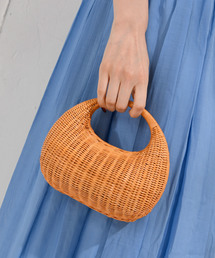 RIVE DROITE | ラタンSHELL型BAG-(かごバッグ)
