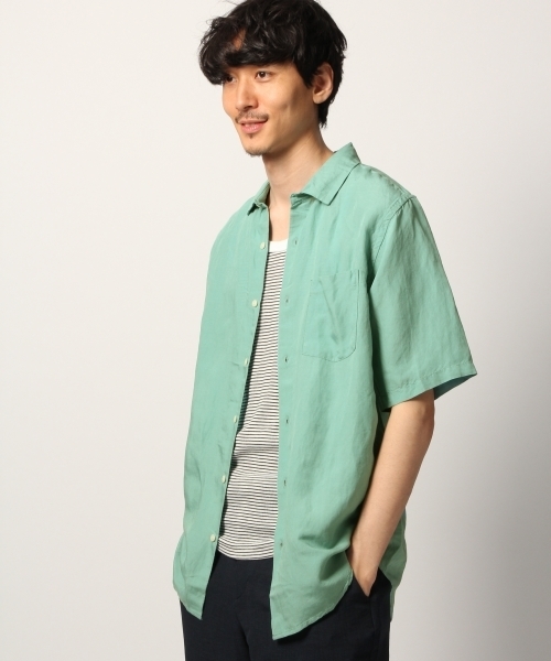 GLOBAL WORK（グローバルワーク）の「リネンレギュラーシャツ半袖/789408（シャツ/ブラウス・メンズ・ホワイト/ネイビー/オレンジ/ライトグリーン/ライトパープル・SMALL/MEDIUM/LARGE/X-LARGE）」の7枚目の写真