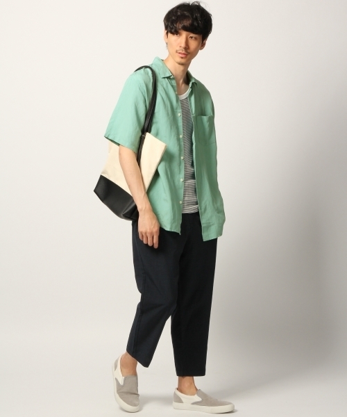 GLOBAL WORK（グローバルワーク）の「リネンレギュラーシャツ半袖/789408（シャツ/ブラウス・メンズ・ホワイト/ネイビー/オレンジ/ライトグリーン/ライトパープル・SMALL/MEDIUM/LARGE/X-LARGE）」の11枚目の写真