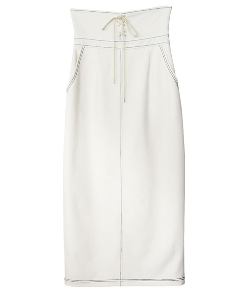 Ameri（アメリ）の「LACE UP HIGH WAIST SKIRT（スカート・レディース・ホワイト/ブラック・SMALL/MEDIUM）」の5枚目の写真