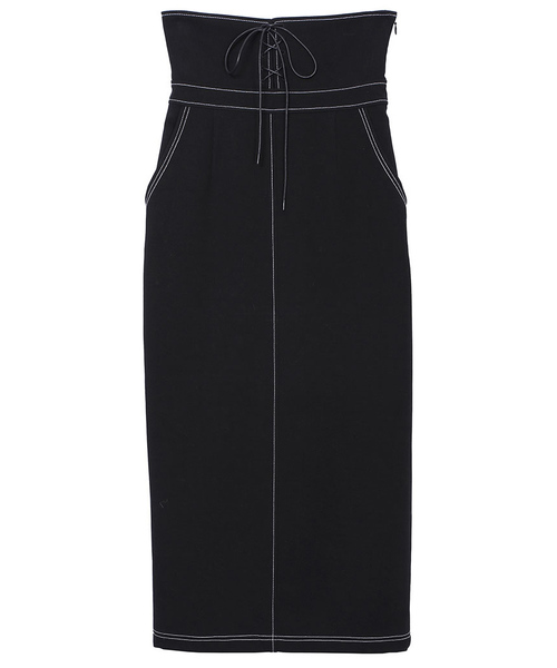 Ameri（アメリ）の「LACE UP HIGH WAIST SKIRT（スカート・レディース・ホワイト/ブラック・SMALL/MEDIUM）」の6枚目の写真