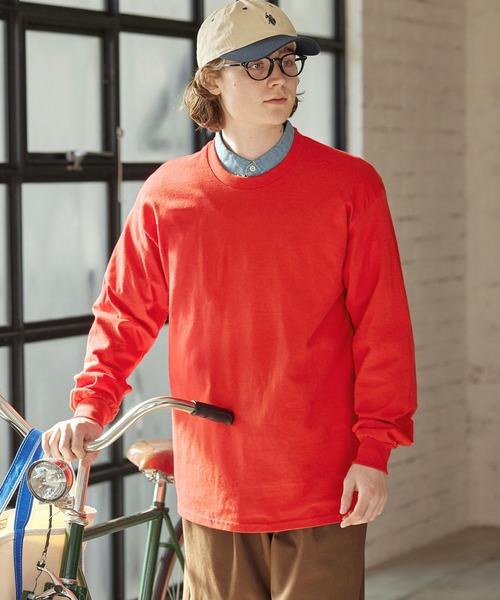 GILDAN(ギルダン)の「ギルダン ビッグシルエット USA ロングスリーブ Tシャツ カットソー 無地T トップス Tシャツ(Tシャツ/カットソー・メンズ・ホワイト/チャコールグレー/ブラック/ダークブラウン/ネイビー/グレー/レッド/オレンジ/サンドベージュ/ナチュラル/グリーン系その他/マルーン/パープル/グリーン系その他2/ロイヤルブルー/インディゴブルー・L/XL/M)」の21枚目の写真
