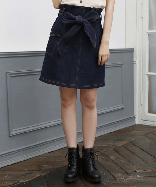 one after another NICE CLAUP（ワンアフターアナザーナイスクラップ）の「アウトポケット 台形スカート（スカート・レディース・アイボリー/ブラック/ベージュ/ネイビー/ブラウン・FREE）」の5枚目の写真