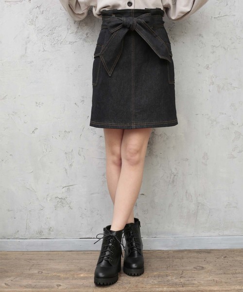 one after another NICE CLAUP（ワンアフターアナザーナイスクラップ）の「アウトポケット 台形スカート（スカート・レディース・アイボリー/ブラック/ベージュ/ネイビー/ブラウン・FREE）」の2枚目の写真