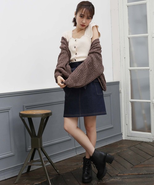 one after another NICE CLAUP（ワンアフターアナザーナイスクラップ）の「アウトポケット 台形スカート（スカート・レディース・アイボリー/ブラック/ベージュ/ネイビー/ブラウン・FREE）」の7枚目の写真