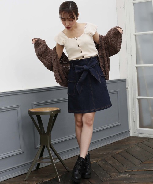 one after another NICE CLAUP（ワンアフターアナザーナイスクラップ）の「アウトポケット 台形スカート（スカート・レディース・アイボリー/ブラック/ベージュ/ネイビー/ブラウン・FREE）」の8枚目の写真