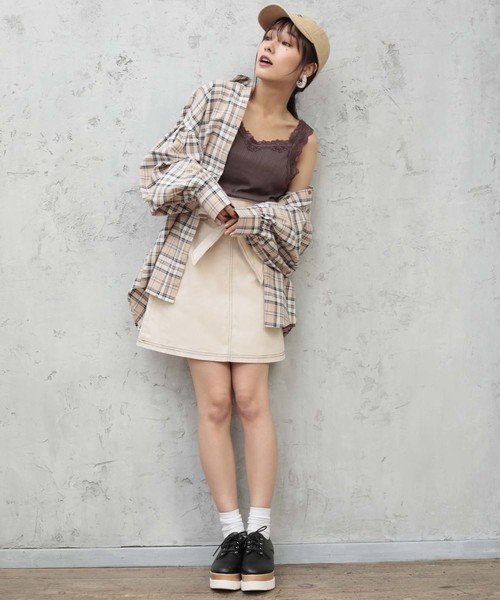 one after another NICE CLAUP（ワンアフターアナザーナイスクラップ）の「アウトポケット 台形スカート（スカート・レディース・アイボリー/ブラック/ベージュ/ネイビー/ブラウン・FREE）」の10枚目の写真