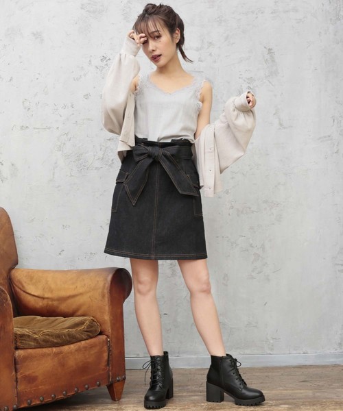 one after another NICE CLAUP（ワンアフターアナザーナイスクラップ）の「アウトポケット 台形スカート（スカート・レディース・アイボリー/ブラック/ベージュ/ネイビー/ブラウン・FREE）」の13枚目の写真