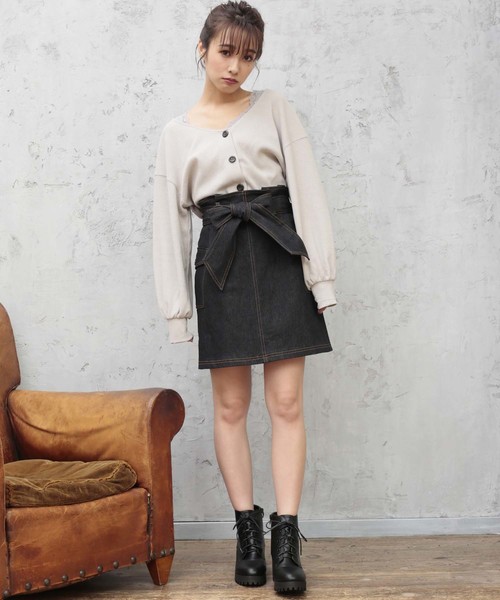 one after another NICE CLAUP（ワンアフターアナザーナイスクラップ）の「アウトポケット 台形スカート（スカート・レディース・アイボリー/ブラック/ベージュ/ネイビー/ブラウン・FREE）」の14枚目の写真