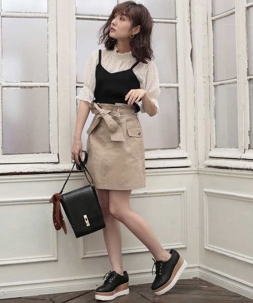 one after another NICE CLAUP（ワンアフターアナザーナイスクラップ）の「アウトポケット 台形スカート（スカート・レディース・アイボリー/ブラック/ベージュ/ネイビー/ブラウン・FREE）」の16枚目の写真