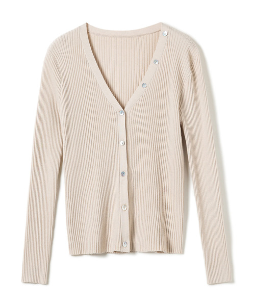 SAISON DE PAPILLON（セゾンドパピヨン）の「リブニットカーディガン（カーディガン/ボレロ・レディース・ブルーグレー/キャメル/ブラウン/ブラック/アイボリー・S/M/L）」の6枚目の写真