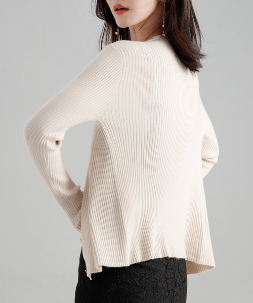 SAISON DE PAPILLON（セゾンドパピヨン）の「リブニットカーディガン（カーディガン/ボレロ・レディース・ブルーグレー/キャメル/ブラウン/ブラック/アイボリー・S/M/L）」の11枚目の写真