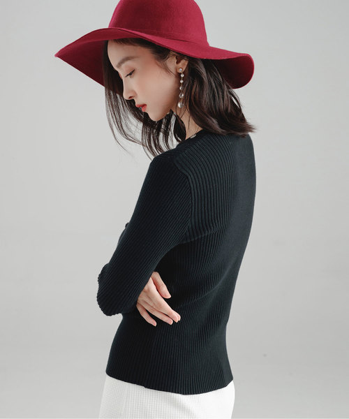 SAISON DE PAPILLON（セゾンドパピヨン）の「リブニットカーディガン（カーディガン/ボレロ・レディース・ブルーグレー/キャメル/ブラウン/ブラック/アイボリー・S/M/L）」の17枚目の写真